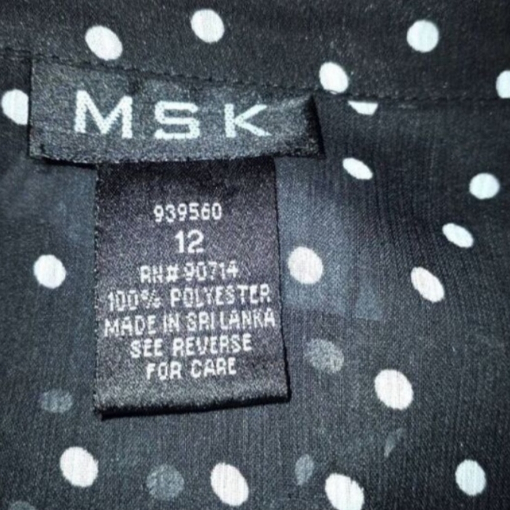 MSK BLACK & WHITE POLKA-DOT SHEER DRESS SZ.12 EUC. - Picture 4 of 5